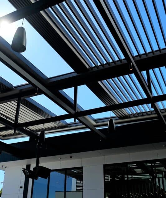 220/45 Super Retract RoofMulti bay installation at The Claremont Hotel, construction by Valtari